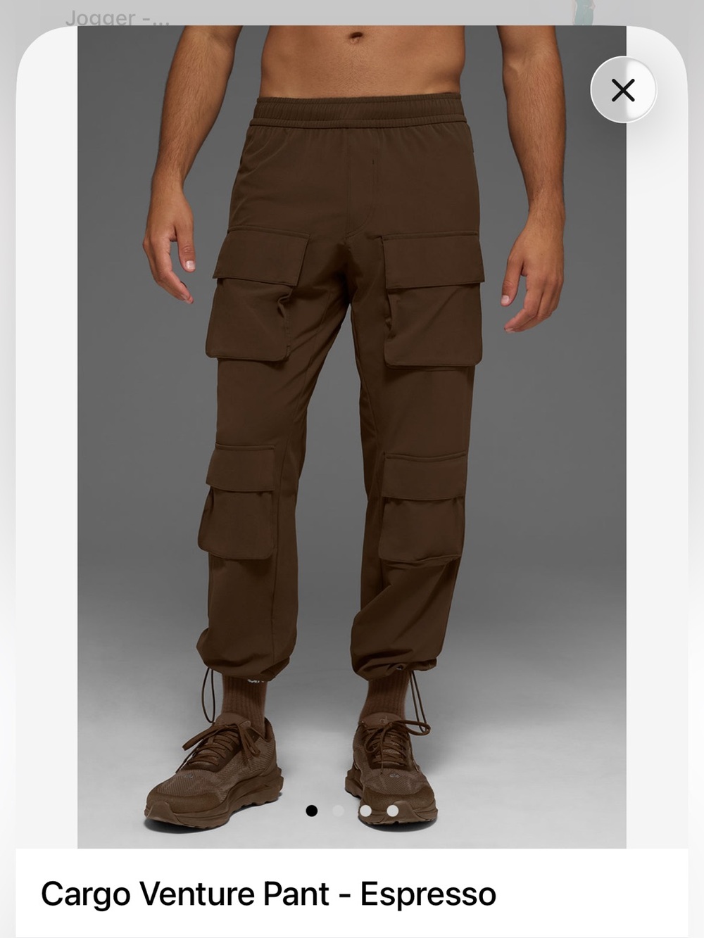 NWOT ALO Yoga Men's Cargo Venture Pant - Espresso Brown - Limited Color Size S